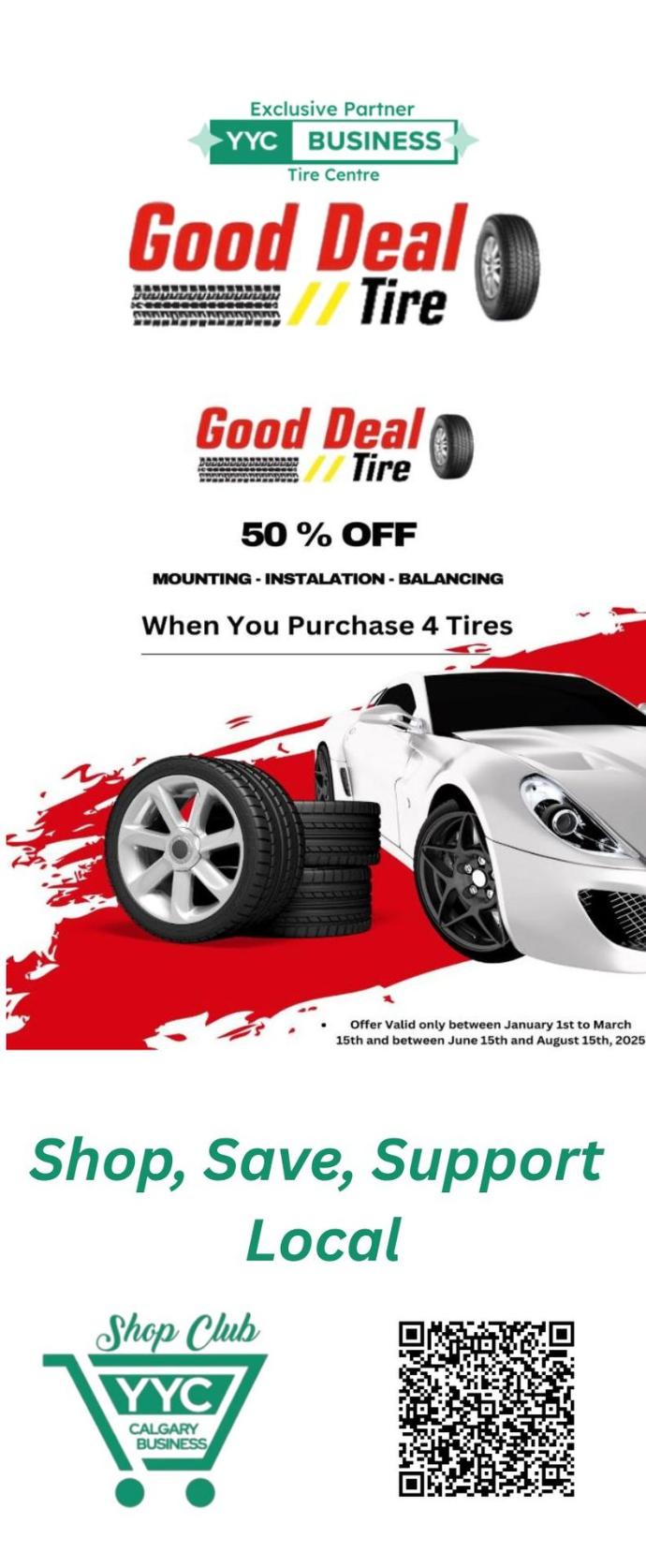 50% Mounting with 4 New Tires